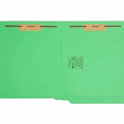 Smead® Color End-Tab Folders With Fasteners, Straight Cut, Letter Size, Green, Pack Of 50