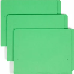 Smead® Color End-Tab Folders With Fasteners, Straight Cut, Letter Size, Green, Pack Of 50