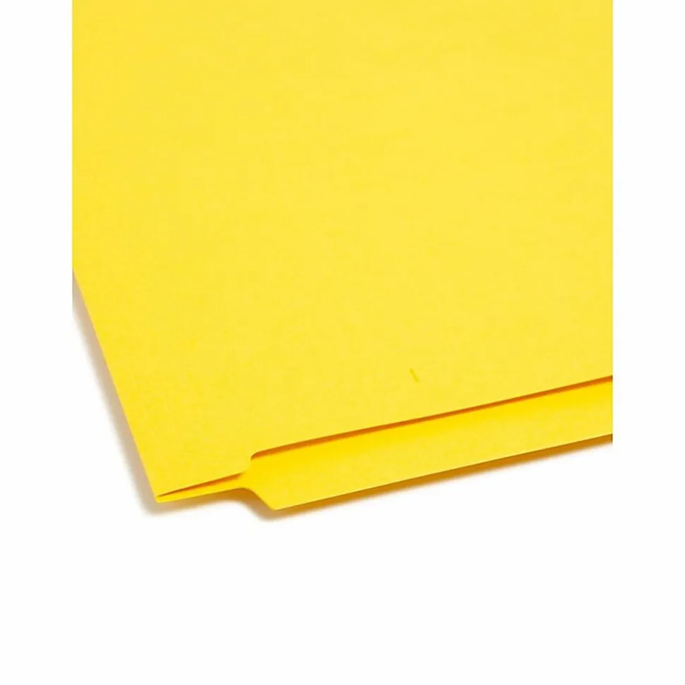 Smead® Color End-Tab Folders With Fasteners, Straight Cut, Letter Size, Yellow, Pack Of 50