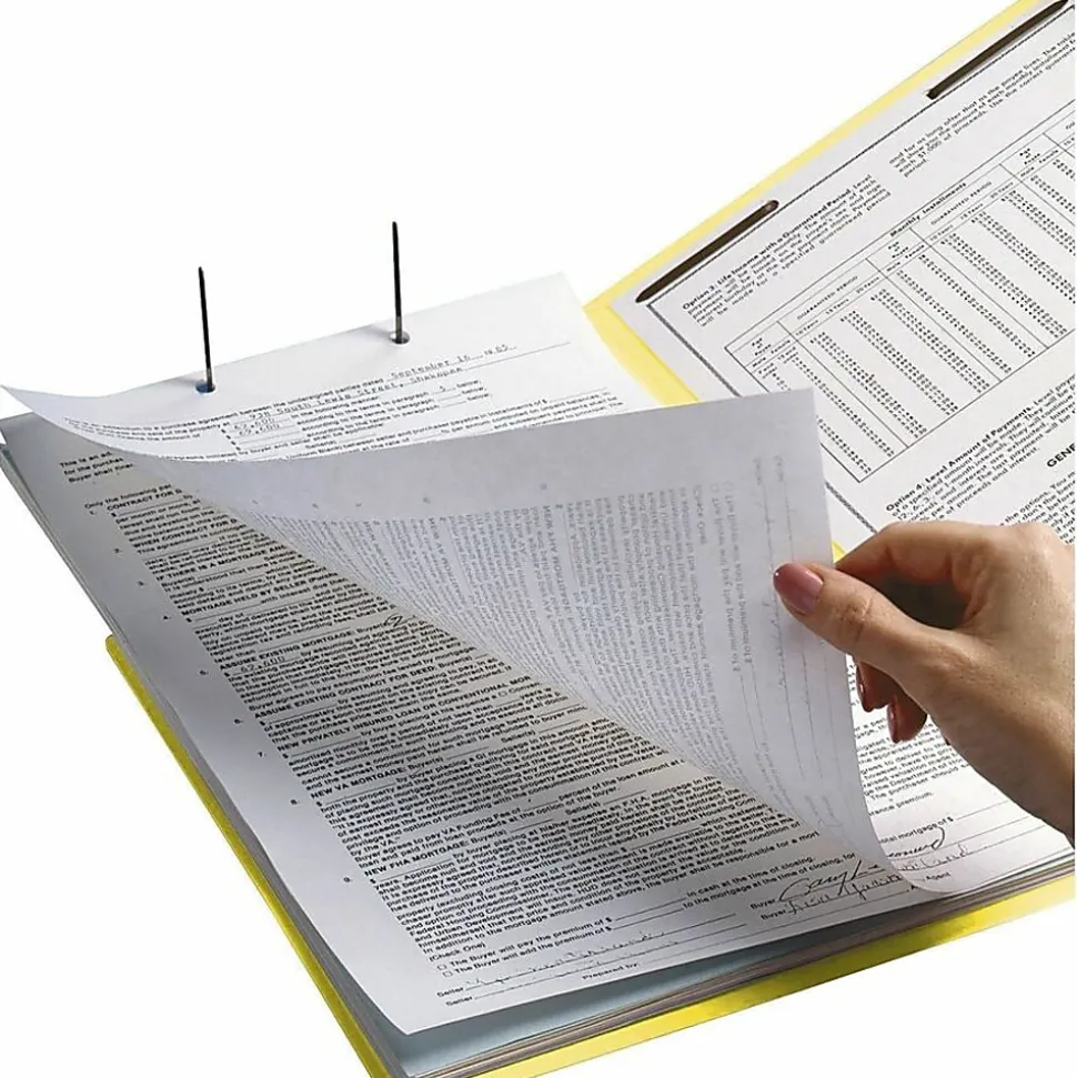 Smead® Color End-Tab Folders With Fasteners, Straight Cut, Letter Size, Yellow, Pack Of 50