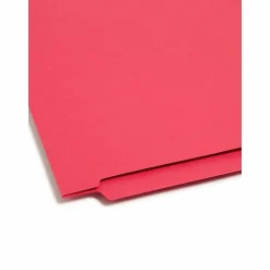 Smead® Color End-Tab Folders With Fasteners, Straight Cut, Letter Size, Red, Pack Of 50