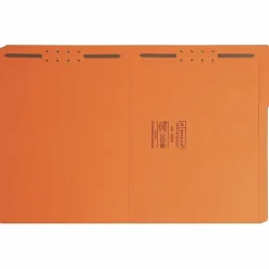 SmeadĀ® Color Fastener Folders With Reinforced Tabs, 8 1/2" x 11", Letter Size, 1/3 Tab Cut, Orange, Box Of 50 Folders