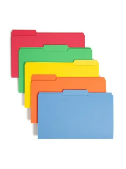 SmeadĀ® Color File Folders, Legal Size, 1/3 Cut, Assorted Colors, Box Of 100