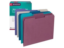 Smead® Color File Folders, Letter Size, 1/3 Cut, Jewel Tones, Box Of 100