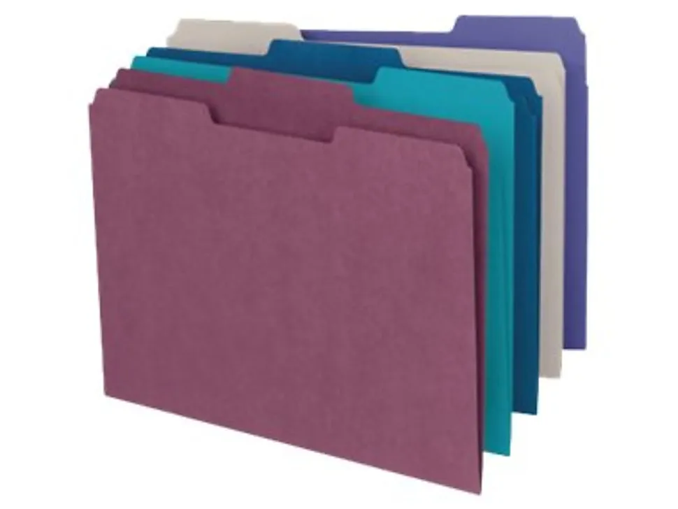 Smead® Color File Folders, Letter Size, 1/3 Cut, Jewel Tones, Box Of 100