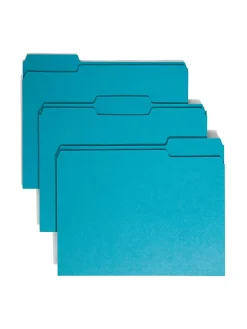 Smead® Color File Folders, Letter Size, 1/3 Cut, Teal, Box Of 100