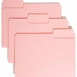 SmeadĀ® Color File Folders, Letter Size, 1/3 Cut, Pink, Box Of 100
