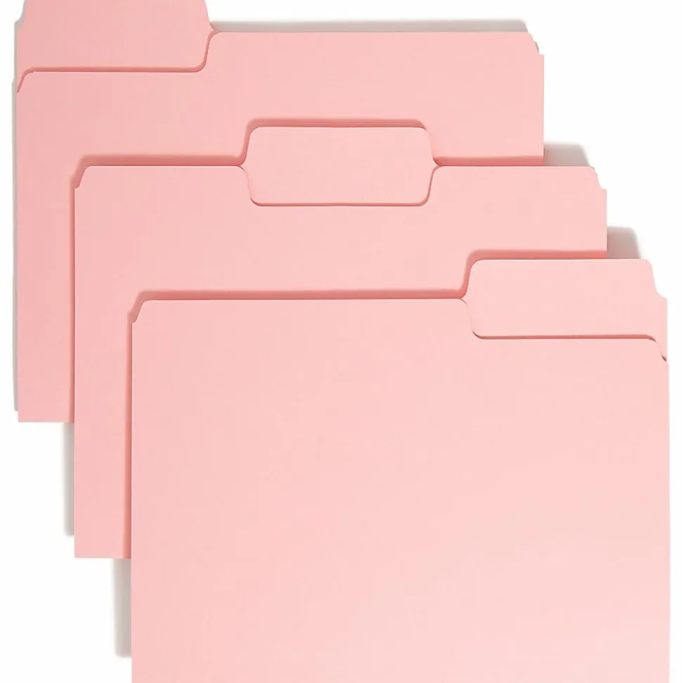 Smead® Color File Folders, Letter Size, 1/3 Cut, Pink, Box Of 100