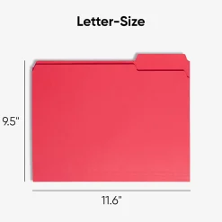 SmeadĀ® Color File Folders, Letter Size, 1/3 Cut, Red, Box Of 100 (12743)