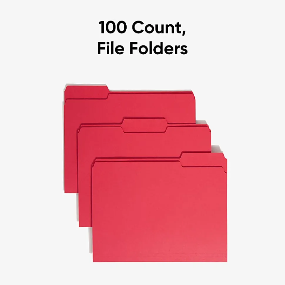 Smead® Color File Folders, Letter Size, 1/3 Cut, Red, Box Of 100 (12743)