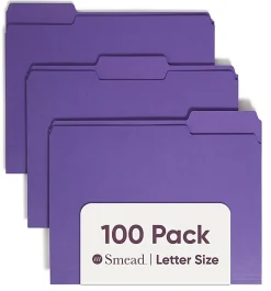 SmeadĀ® Color File Folders, Letter Size, 1/3 Cut, Orange, Box Of 100