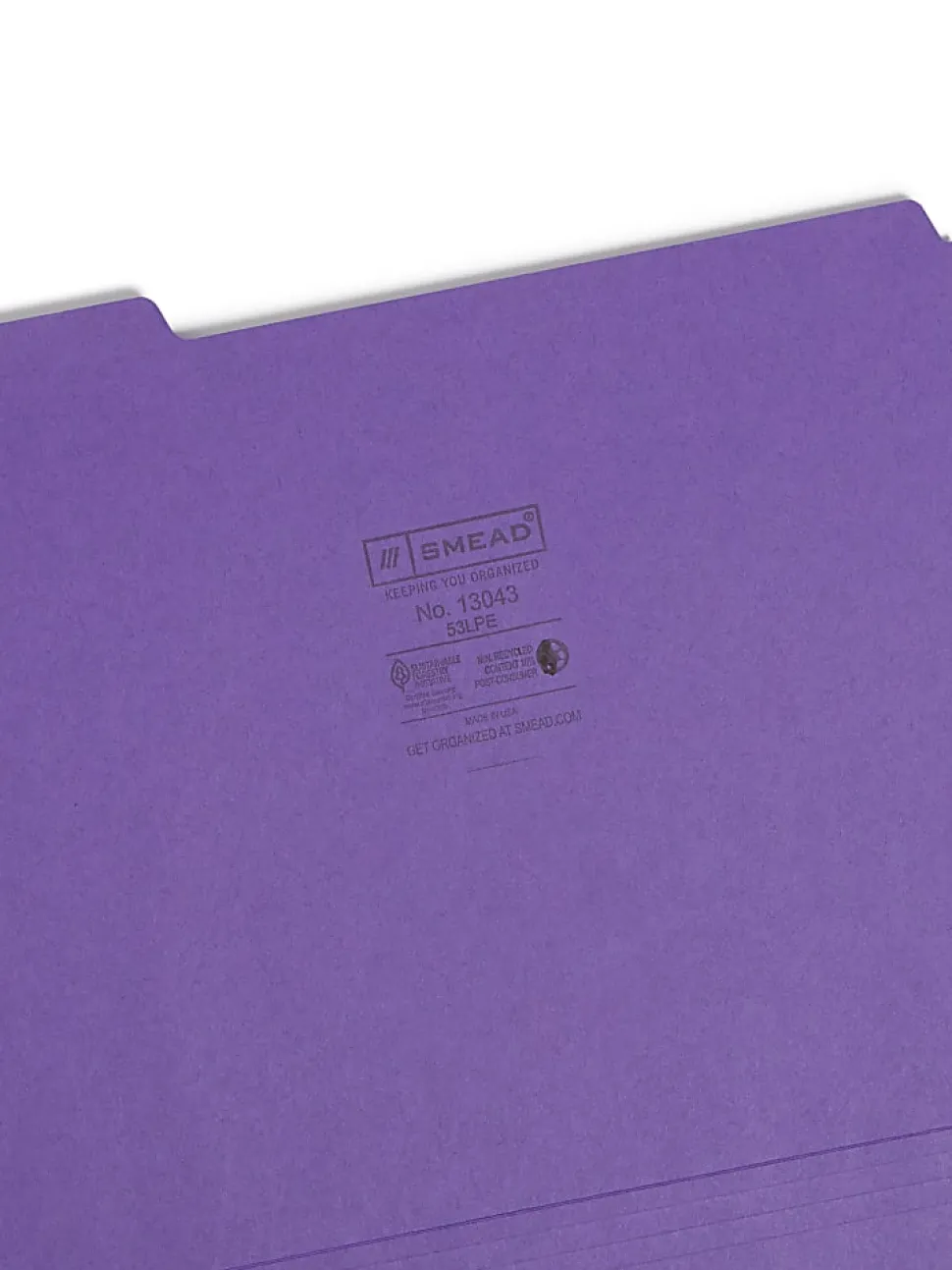 Smead® Color File Folders, Letter Size, 1/3 Cut, Purple, Box Of 100