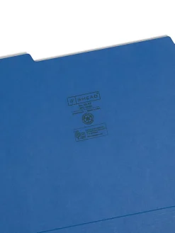 SmeadĀ® Color File Folders, Letter Size, 1/3 Cut, Navy, Box Of 100