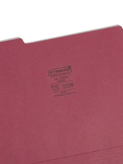 SmeadĀ® Color File Folders, Letter Size, 1/3 Cut, Maroon, Box Of 100