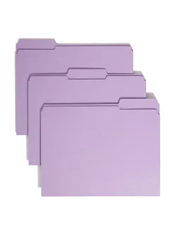 Smead® Color File Folders, With Reinforced Tabs, Letter Size, 1/3 Cut, Lavender, Box Of 100