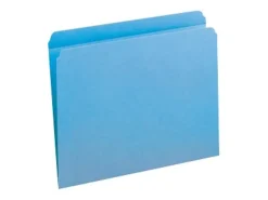 Smead® Color File Folders, With Reinforced Tabs, Letter Size, Straight Cut, Blue, Box Of 100