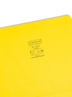 Smead® Color File Folders, With Reinforced Tabs, Letter Size, Straight Cut, Yellow, Box Of 100