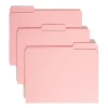 Smead® Color File Folders, With Reinforced Tabs, Letter Size, 1/3 Cut, Pink, Box Of 100