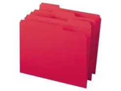 Smead® Color File Folders, With Reinforced Tabs, Letter Size, 1/3 Cut, Red, Box Of 100