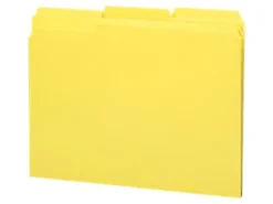Smead® Color File Folders, With Reinforced Tabs, Letter Size, 1/3 Cut, Yellow, Box Of 100