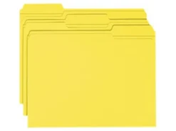 Smead® Color File Folders, With Reinforced Tabs, Letter Size, 1/3 Cut, Yellow, Box Of 100