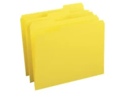 Smead® Color File Folders, With Reinforced Tabs, Letter Size, 1/3 Cut, Yellow, Box Of 100
