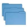 Smead® Color File Folders, With Reinforced Tabs, Legal Size, 1/3 Cut, Blue, Box Of 100