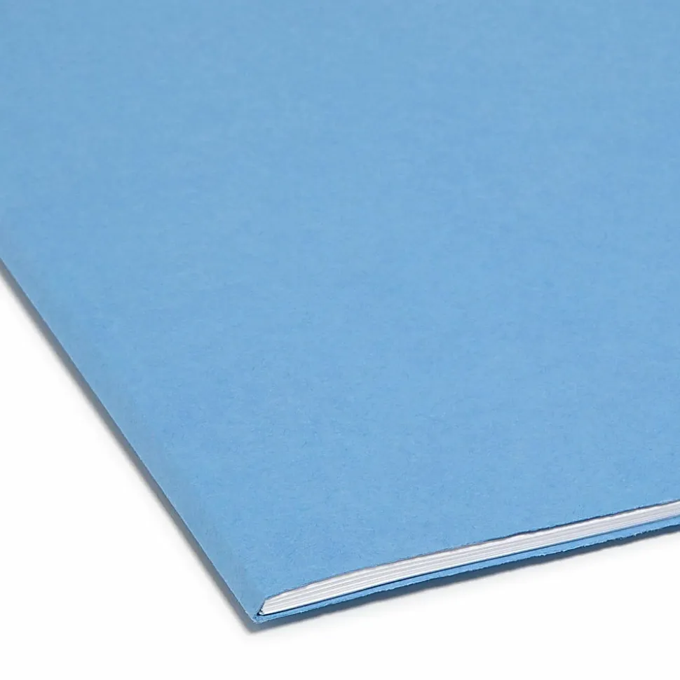 Smead® Color File Folders, With Reinforced Tabs, Legal Size, 1/3 Cut, Blue, Box Of 100