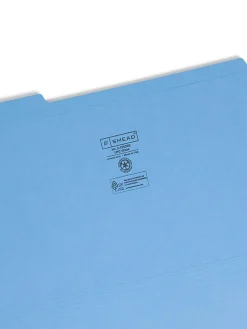 Smead® Color File Folders, With Reinforced Tabs, Legal Size, 1/3 Cut, Blue, Box Of 100