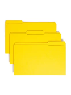 SmeadĀ® Color File Folders, With Reinforced Tabs, Legal Size, 1/3 Cut, Yellow, Box Of 100