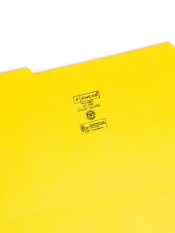 Smead® Color File Folders, With Reinforced Tabs, Legal Size, 1/3 Cut, Yellow, Box Of 100