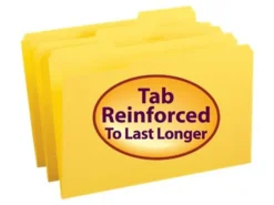 Smead® Color File Folders, With Reinforced Tabs, Legal Size, 1/3 Cut, Yellow, Box Of 100