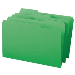 Smead® Color File Folders, With Reinforced Tabs, Legal Size, 1/3 Cut, Green, Box Of 100