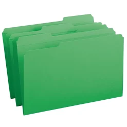 Smead® Color File Folders, With Reinforced Tabs, Legal Size, 1/3 Cut, Green, Box Of 100