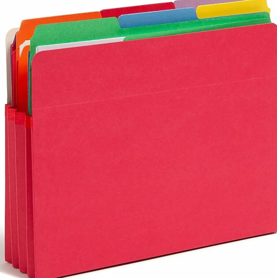 Smead® Color File Pockets, Letter Size, 3 1/2" Expansion, 9 1/2" x 11 3/4", Red