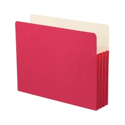 Smead® Color File Pockets, Letter Size, 3 1/2" Expansion, 9 1/2" x 11 3/4", Red