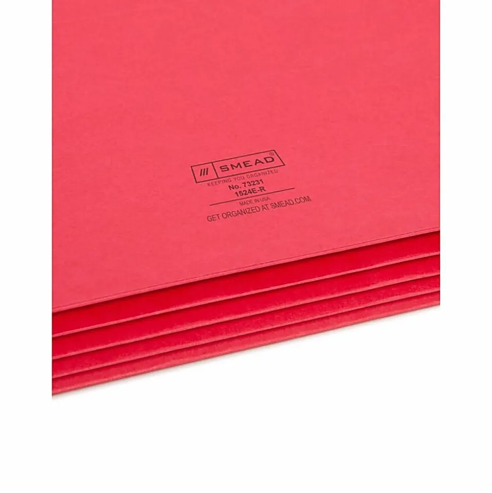 Smead® Color File Pockets, Letter Size, 3 1/2" Expansion, 9 1/2" x 11 3/4", Red