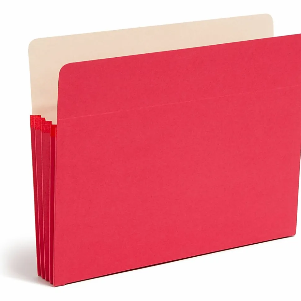 Smead® Color File Pockets, Letter Size, 3 1/2" Expansion, 9 1/2" x 11 3/4", Red