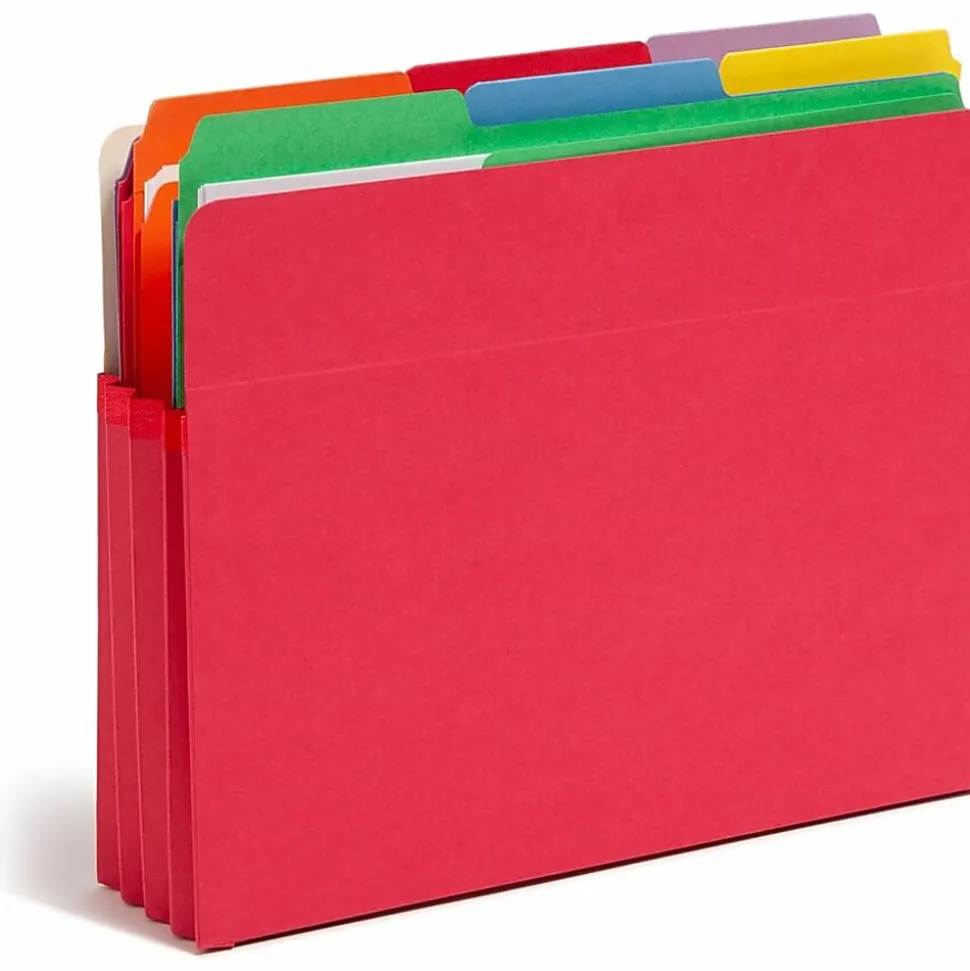 Smead® Color File Pockets, Letter Size, 3 1/2" Expansion, 9 1/2" x 11 3/4", Red