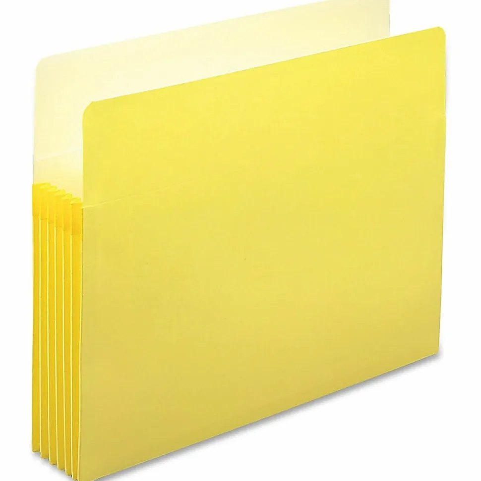Smead® Color File Pockets, Letter Size, 5 1/4" Expansion, 9 1/2" x 11 3/4", Yellow