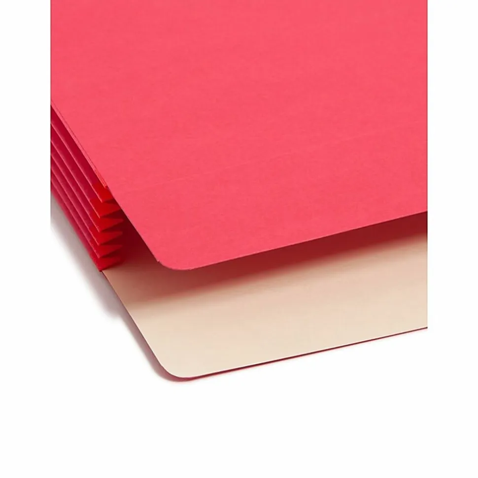 Smead® Color File Pockets, Letter Size, 5 1/4" Expansion, 9 1/2" x 11 3/4", Red