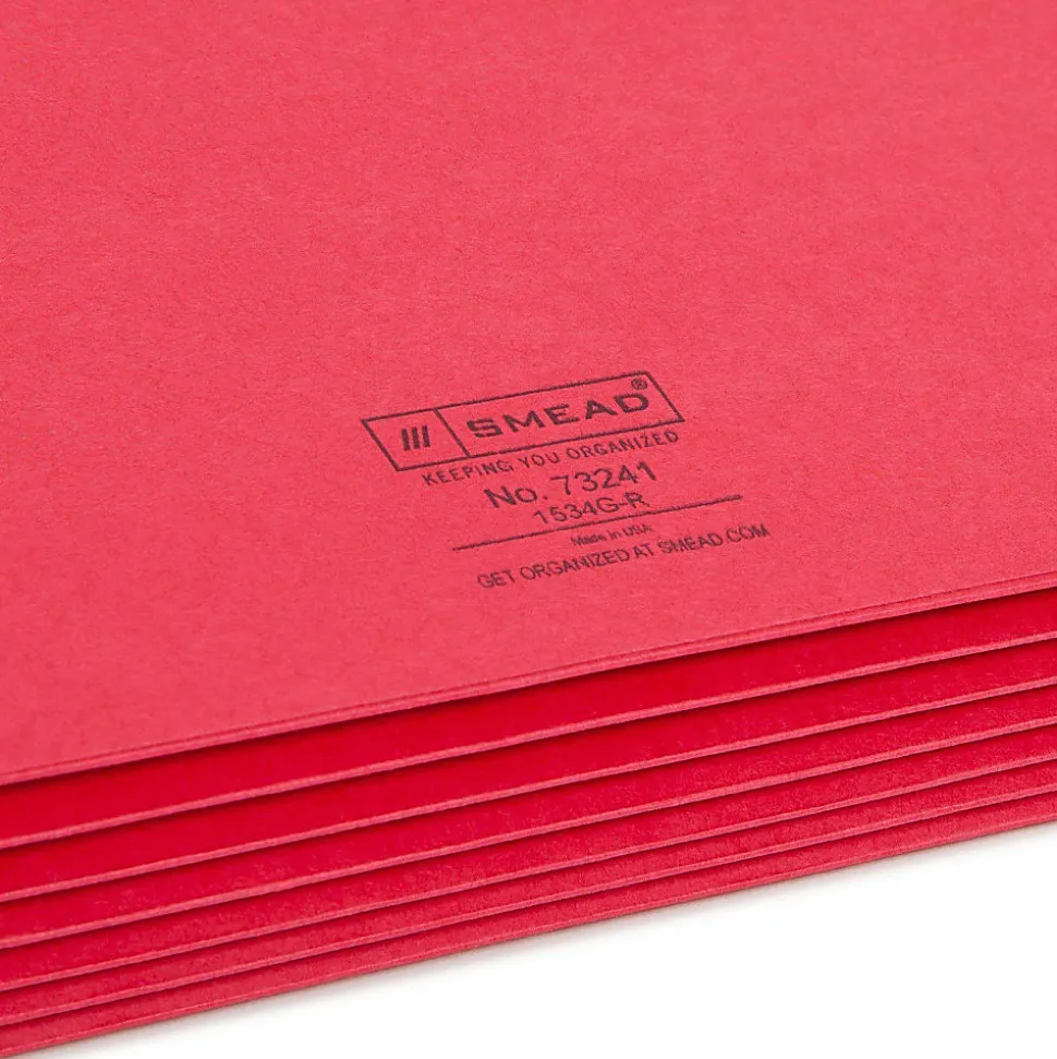 Smead® Color File Pockets, Letter Size, 5 1/4" Expansion, 9 1/2" x 11 3/4", Red