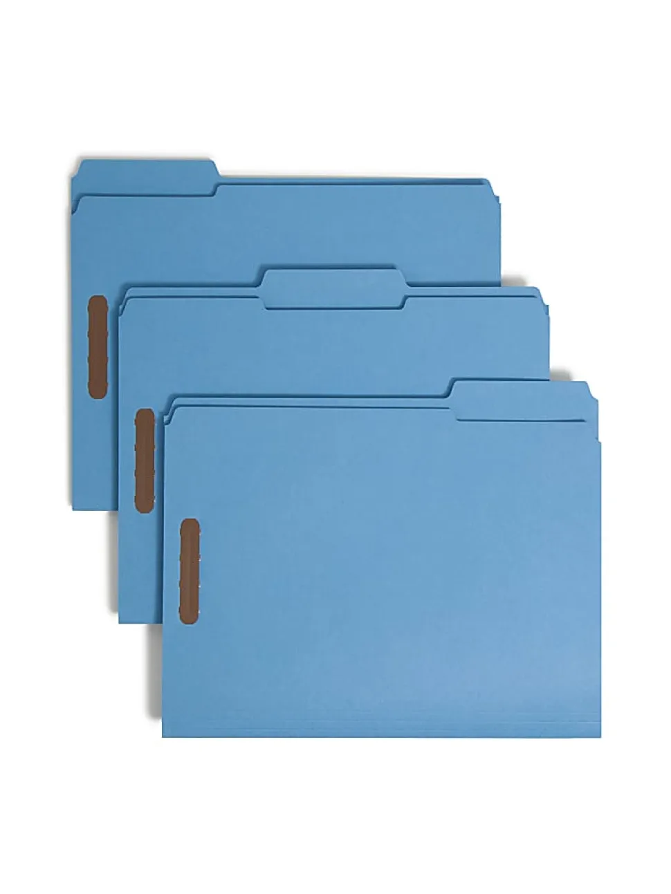 Smead® Color Reinforced Tab Fastener Folders, Letter Size, 1/3 Cut, Blue, Pack Of 50 (12040)