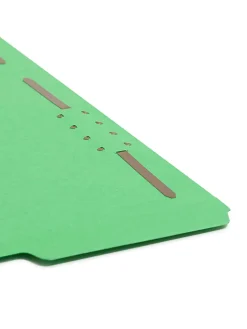 Smead® Color Reinforced Tab Fastener Folders, Letter Size, 1/3 Cut, Green, Pack Of 50