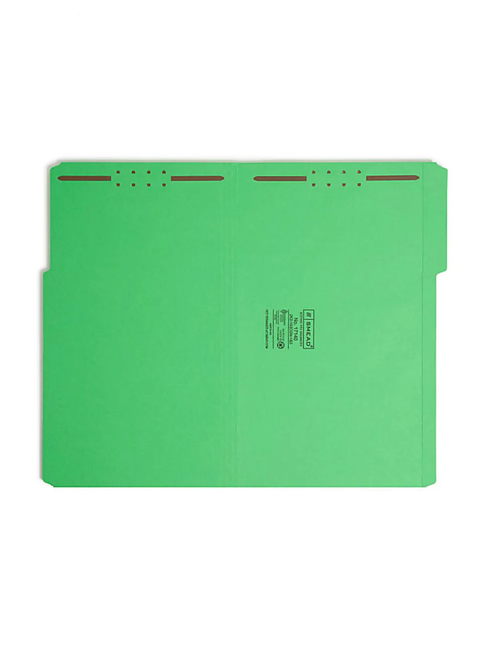 Smead® Color Reinforced Tab Fastener Folders, Legal Size, 1/3 Cut, Green, Pack Of 50