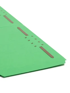 Smead® Color Reinforced Tab Fastener Folders, Legal Size, 1/3 Cut, Green, Pack Of 50