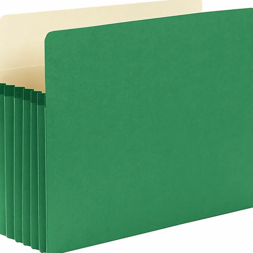 Smead® Color Top-Tab File Pockets, Letter Size, 5 1/4" Expansion, Green