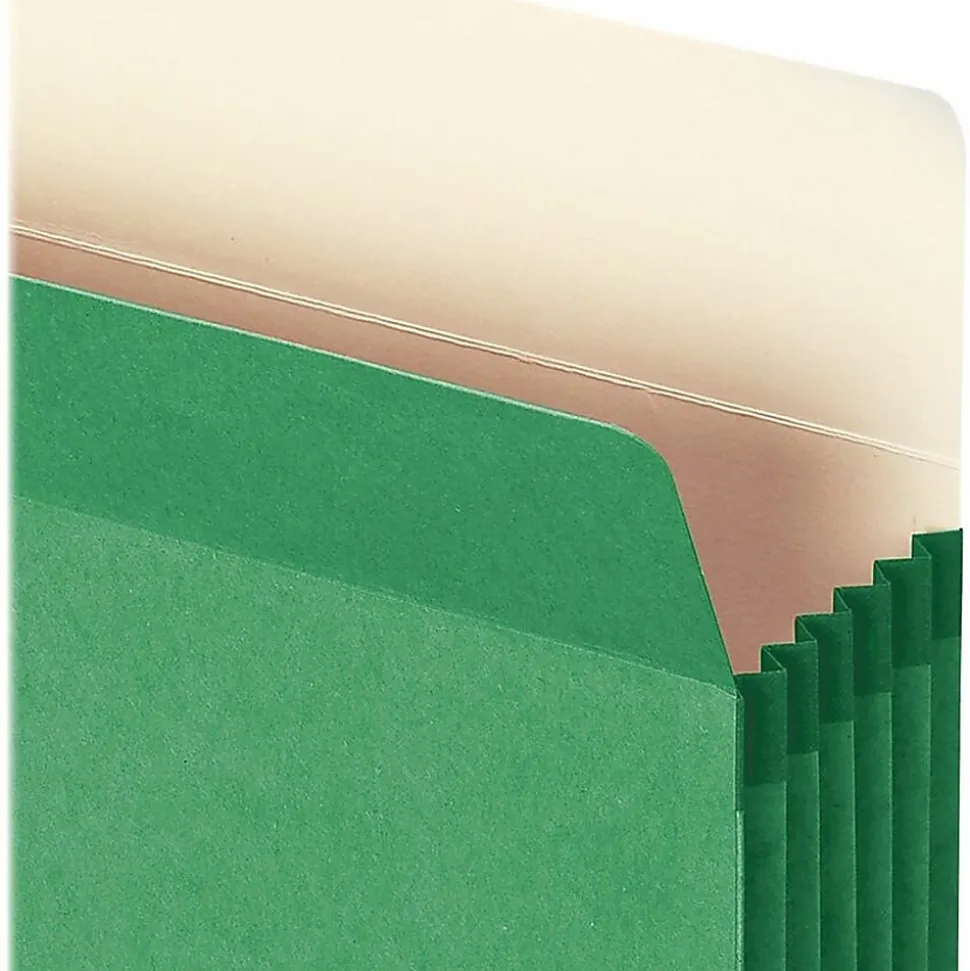 Smead® Color Top-Tab File Pockets, Letter Size, 5 1/4" Expansion, Green