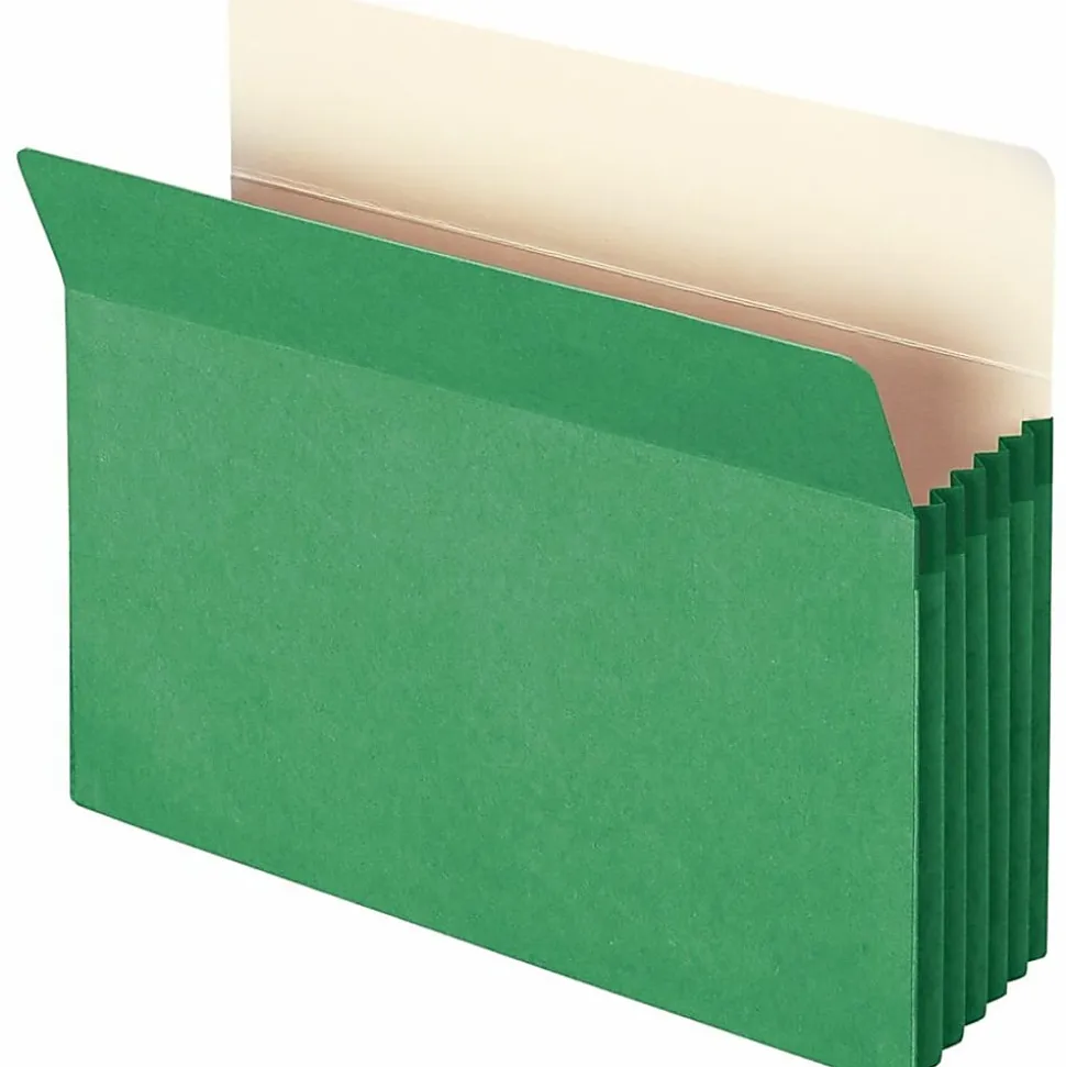 Smead® Color Top-Tab File Pockets, Letter Size, 5 1/4" Expansion, Green