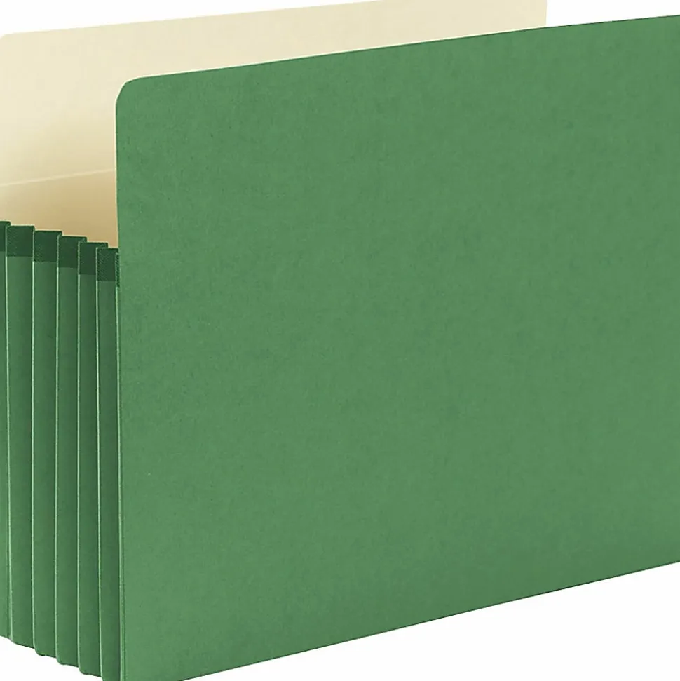 Smead® Color Top-Tab File Pockets, Letter Size, 5 1/4" Expansion, Green